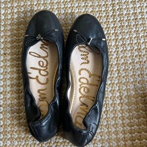 Sam Edelman Black Leather Ballet Flats with Bow original price $130